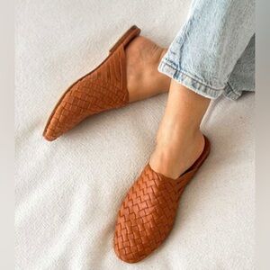 LIBERTE LEATHER Tulum Woven Mule - Cognac Woven Women's Mules